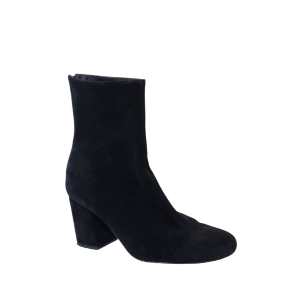 Free People Cecile Mid Heel Suede Black Ankle Boots Size 40